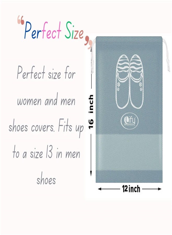 ليفي حقائب تنظيم الأحذية للسفر من ليفي للأحذية الطويلة والأحذية ذات الكعب العالي، برباط، ونافذة شفافة، حقائب تخزين موفرة للمساحة، عبوة من 10 قطع (رمادي فاتح 10 قطع، 16 × 12 بوصة) - Image 2